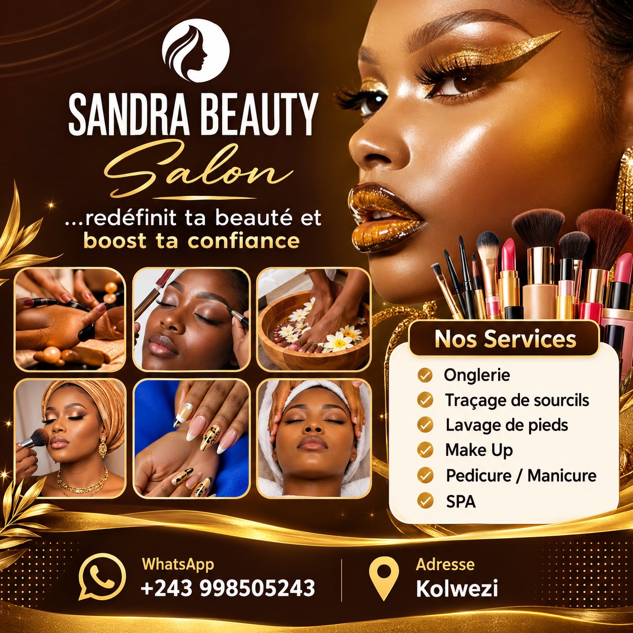 Affiche publicitaire pour Sandra Beauty, institut de beauté